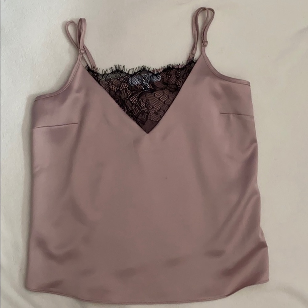 Missguided Dusty Rose Silk Top with Lace Insert
